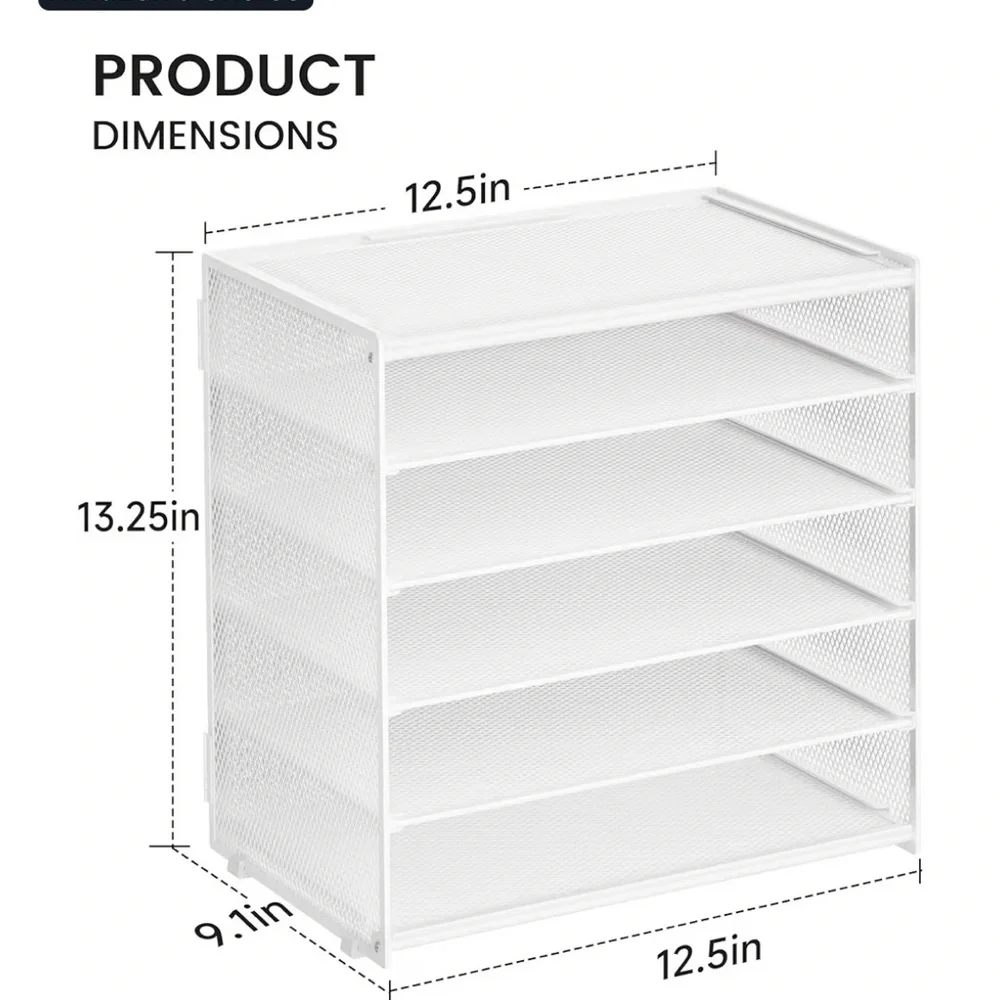 Pack 6 Tier Paper Organizer, Metal Mesh Desk File Folder, Letter Tray Organizer